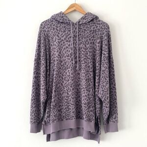 American Eagle Ahh-Mazingly Soft Purple Leopard Print Hoodie Sweater Jegging Fit